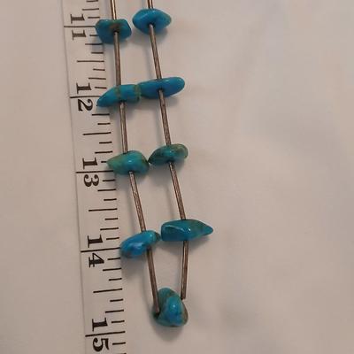 Vintage Silver and genuine Turquoise Native American Necklace 15"