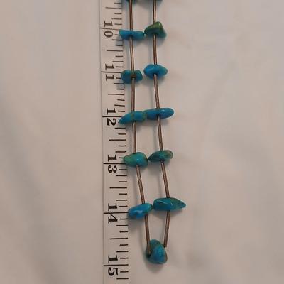 Vintage Silver and genuine Turquoise Native American Necklace 15"