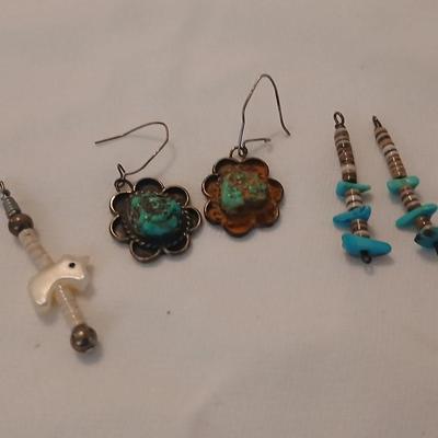Vintage Native American earings without posts Sterling silver & Turquoise