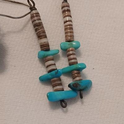 Vintage Native American earings without posts Sterling silver & Turquoise