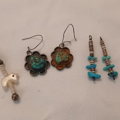 Vintage Native American earings without posts Sterling silver & Turquoise