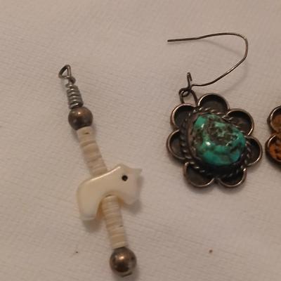 Vintage Native American earings without posts Sterling silver & Turquoise