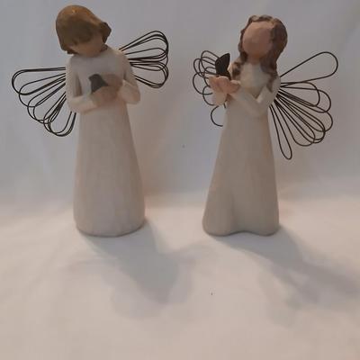Two Willow Tree Angels - Susan Loridi-2000 Angel of Freedom and 1999 Angel of Healing