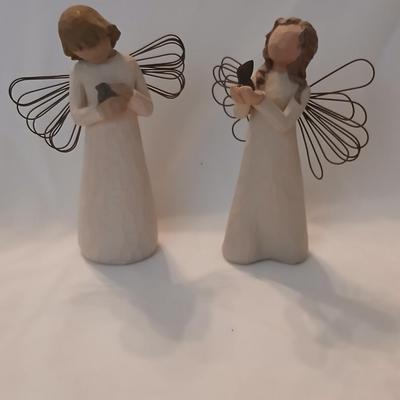 Two Willow Tree Angels - Susan Loridi-2000 Angel of Freedom and 1999 Angel of Healing