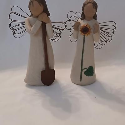 Two Willow Tree Angels - Susan Loridi-2002 Angel of Garden and 2001 Angel of Summer