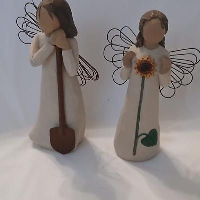 Two Willow Tree Angels - Susan Loridi-2002 Angel of Garden and 2001 Angel of Summer