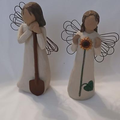 Two Willow Tree Angels - Susan Loridi-2002 Angel of Garden and 2001 Angel of Summer