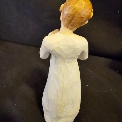 Willow Tree Angel "Keepsake" with glass dish, silver metal vase and a candle