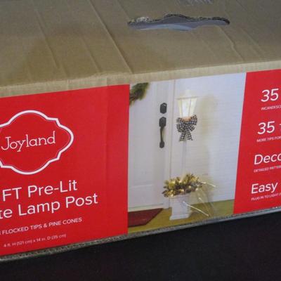 Joyland 4 Ft Pre-Lit White Lamp Post