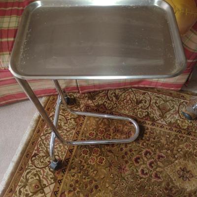 Rolling Metal Stand with Removable Polar Ware Stainless Instrument Medical Tray (Choice B)