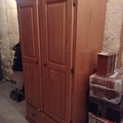 Wooden Wardrobe Cabinet- Approx 36" Wide, 24" Deep, 72" Tall