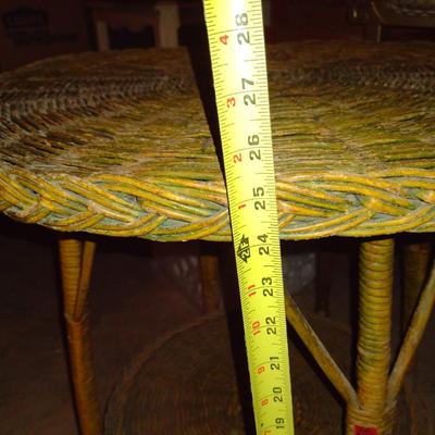 Woven Wicker Side Table- Approx 24 1/2" in Diameter, 25 1/2" Tall