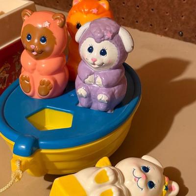 Vintage record player, boat with animals