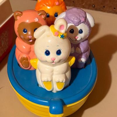 Vintage record player, boat with animals