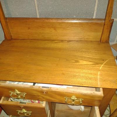 Vintage Wooden Wash Stand with Towel Rack- Approx 31" Wide