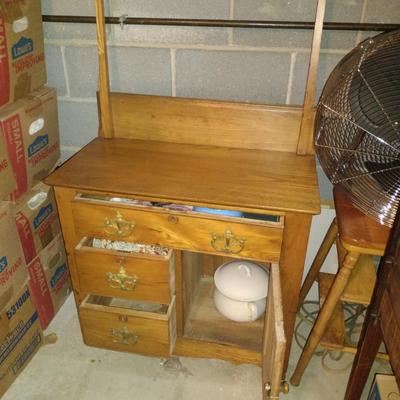 Vintage Wooden Wash Stand with Towel Rack- Approx 31" Wide