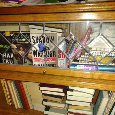 Barrister Bookcase- Four Sections, One with Leaded Glass Front- Approx 35" Wide