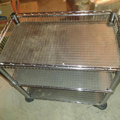 Rolling NSF Rated Commercial Metal Three Tier Cart- Approx 18" x 30" x 32 1/2" Tall (Choice B)
