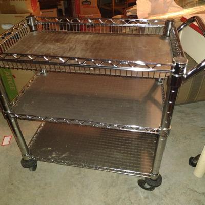 Rolling NSF Rated Commercial Metal Three Tier Cart- Approx 18" x 30" x 32 1/2" Tall (Choice B)