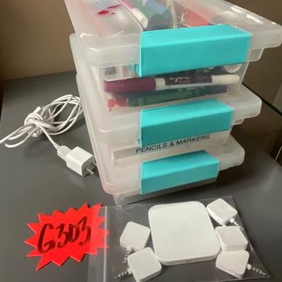 G303-square readers, charging cord and organizers