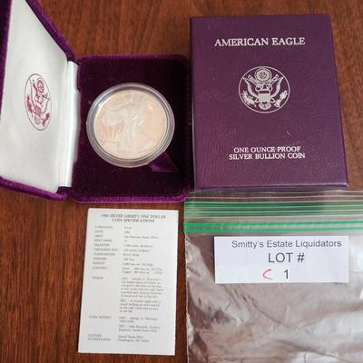 American Eagle Proof Silver Bullion Coin OGP & COA 1986 S
