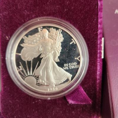 American Eagle Proof Silver Bullion Coin OGP & COA 1986 S