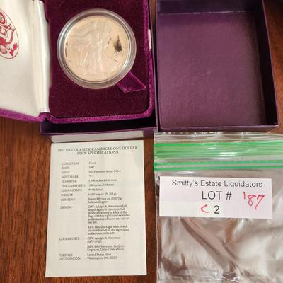 American Eagle Proof Silver Bullion Coin OGP & COA 1987 S