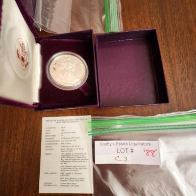 American Eagle Proof Silver Bullion Coin OGP & COA 1988 S