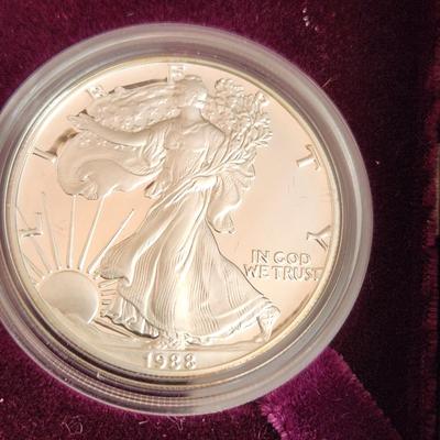 American Eagle Proof Silver Bullion Coin OGP & COA 1988 S