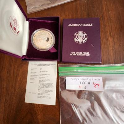 American Eagle Proof Silver Bullion Coin OGP & COA 1989 S