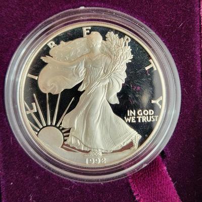 American Eagle Proof Silver Bullion Coin OGP & COA 1992 S
