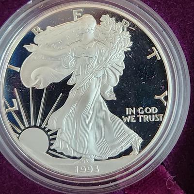 American Eagle Proof Silver Bullion Coin OGP & COA 1993 P