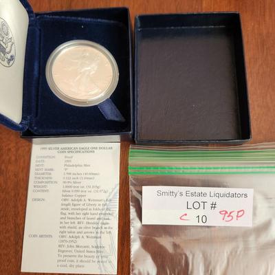 American Eagle Proof Silver Bullion Coin OGP & COA 1995 P