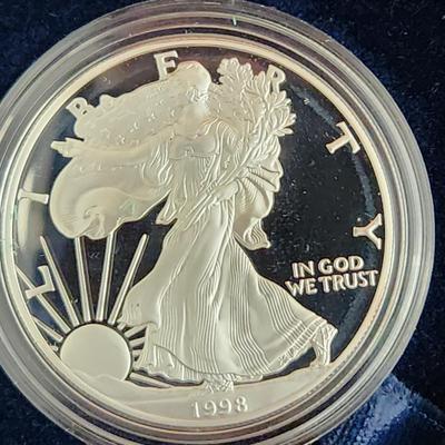American Eagle Proof Silver Bullion Coin OGP & COA 1998P