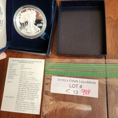 American Eagle Proof Silver Bullion Coin OGP & COA 1998P
