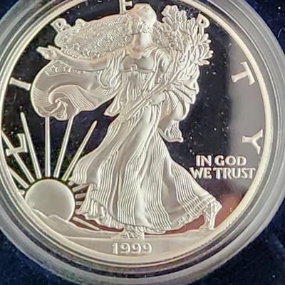 American Eagle Proof Silver Bullion Coin OGP & COA 1999 P