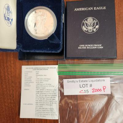 American Eagle Proof Silver Bullion Coin OGP & COA 2000 P