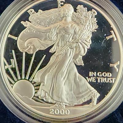 American Eagle Proof Silver Bullion Coin OGP & COA 2000 P