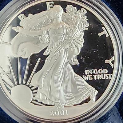 American Eagle Proof Silver Bullion Coin OGP & COA 2001 W West Point