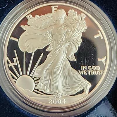 American Eagle Proof Silver Bullion Coin OGP & COA 2004 W