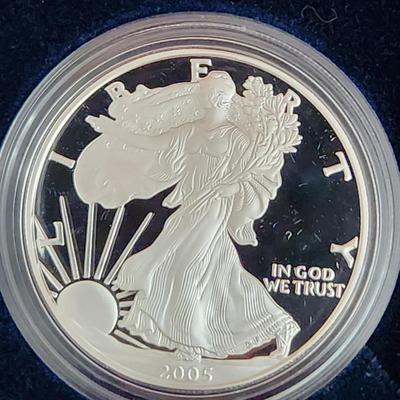American Eagle Proof Silver Bullion Coin OGP & COA 2005 W