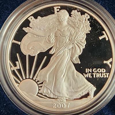 American Eagle Proof Silver Bullion Coin OGP & COA 2007 W