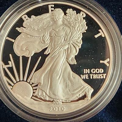 American Eagle Proof Silver Bullion Coin OGP & COA 2010 W