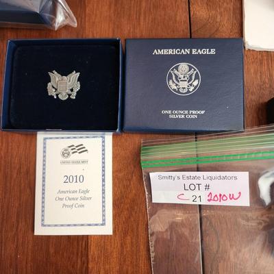American Eagle Proof Silver Bullion Coin OGP & COA 2010 W
