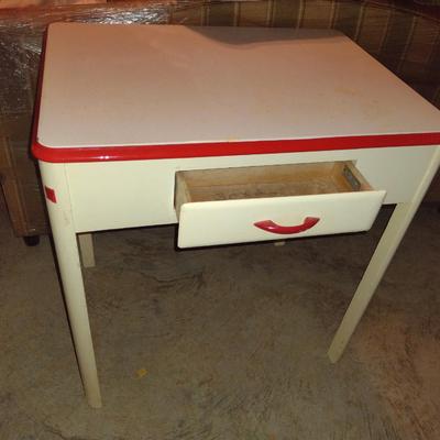 Vintage Porcelain Top Work Table with Drawer- Approx 30" x 21 3/4" x 31" Tall