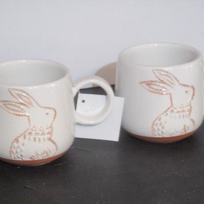 6 - 14 Oz Embossed Bunny Rabbit Mugs Choice 1