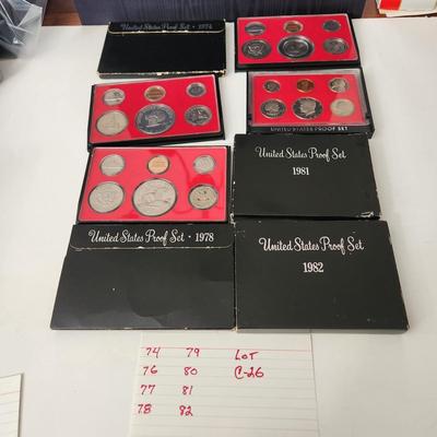 8 United States Coins Proof Sets 1974 1976 77 78 79 80 81 82