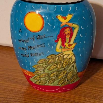 Woman Of Valor 10" Vase Hand Painted