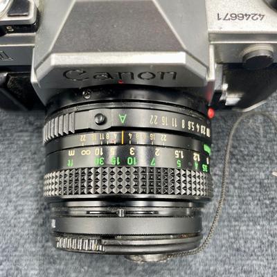 Vintage Canon AE-1 Program SLR Camera with 50mm Lens, Case and Neck Strap