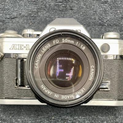 Vintage Canon AE-1 Program SLR Camera with 50mm Lens, Case and Neck Strap